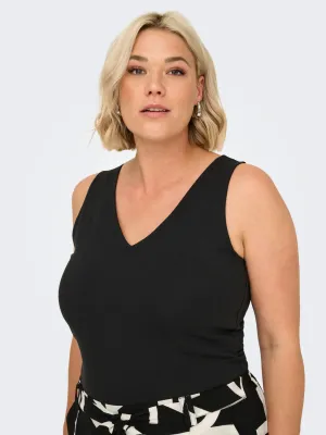 Only Carmakoma - Cartime - reversible v-neck top - zwart