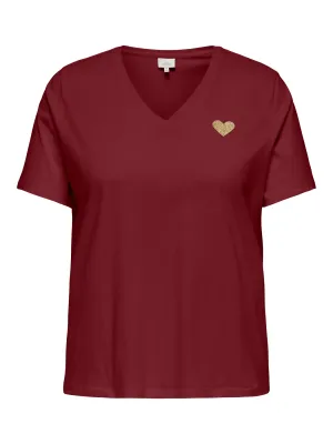 Only Carmakoma - Carkita - v-neck t-shirt - cabernet love gold