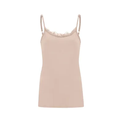 Upsa! - top met kant en verstelbare bandjes - beige