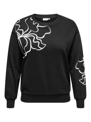 Only Carmakoma - Carodessa- sweater - blury flower zwart