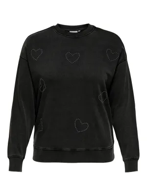 Only Carmakoma - Carinda- sweater - black / silver rhinestones hearts