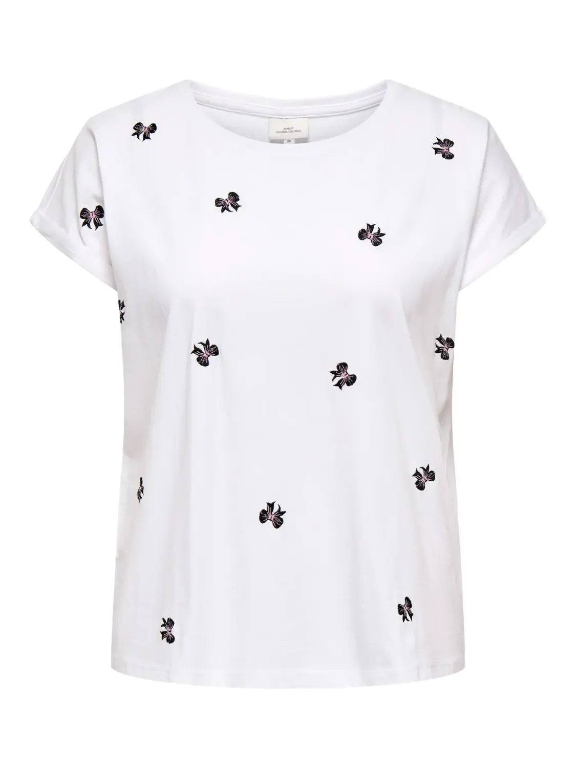 Only Carmakoma - Carmilda - t-shirt wit met zwarte strik