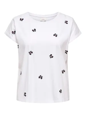 Only Carmakoma - Carmilda - t-shirt wit met zwarte strik