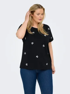 Only Carmakoma - Carmilda - T-shirt zwart met witte strik