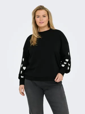 Only Carmakoma - Carmacy - sweater o-neck - black/cloud dancer hearts