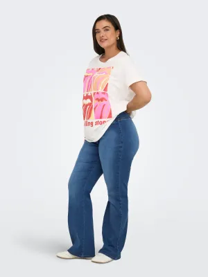 Only Carmakoma - Carroyal - mid waist flared legging - medium blue denim - lengte 32