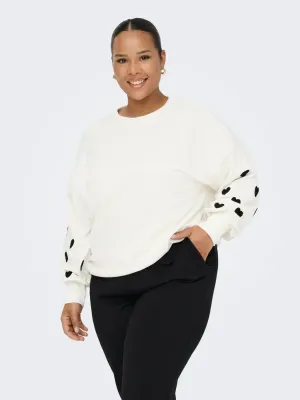 Only Carmakoma - Carmacy - sweater o-neck - cloud dancer/black hearts