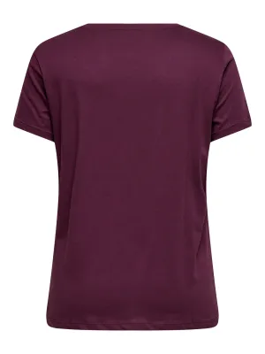 Only Carmakoma - Carbonnie - v-neck t-shirt - mauve wine/zebra &amp; gold glitter heart