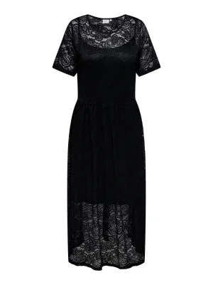 Only Carmakoma - Carcalliope - o-neck jurk - zwart &amp; kant
