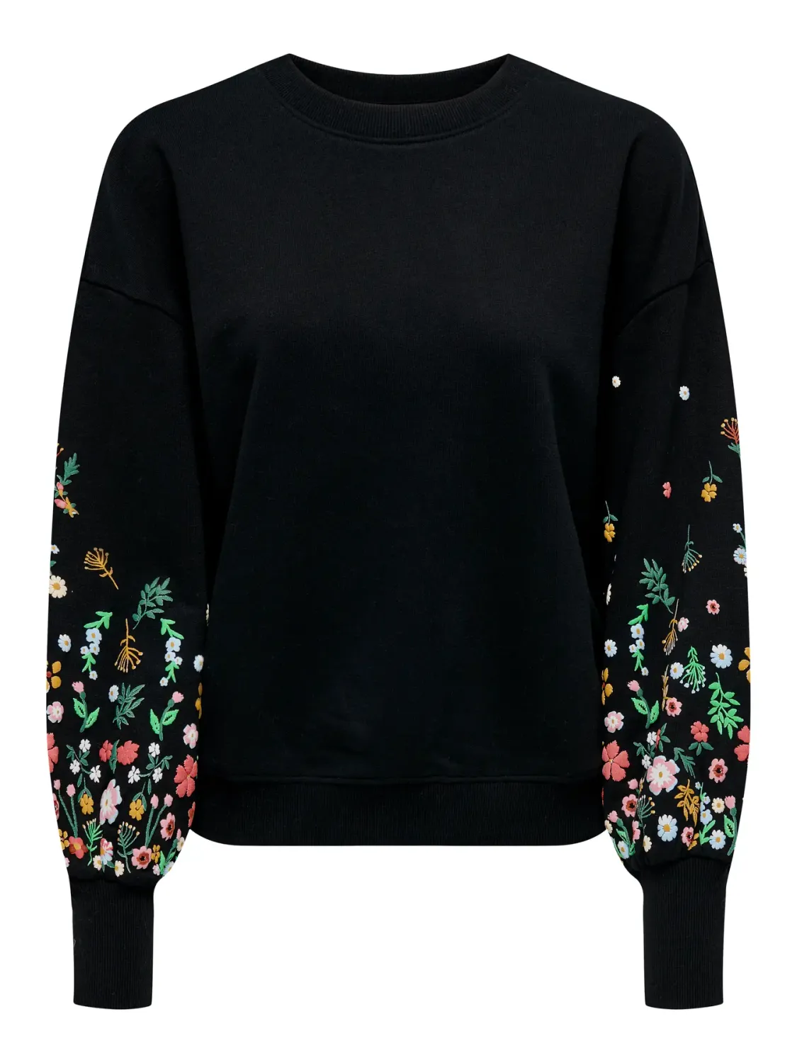 Only Carmakoma - Carbrooke - o-neck sweater - zwart/sleeve flower