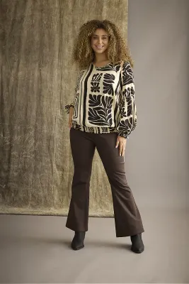 Zhenzi - Flare- broek - chocolade