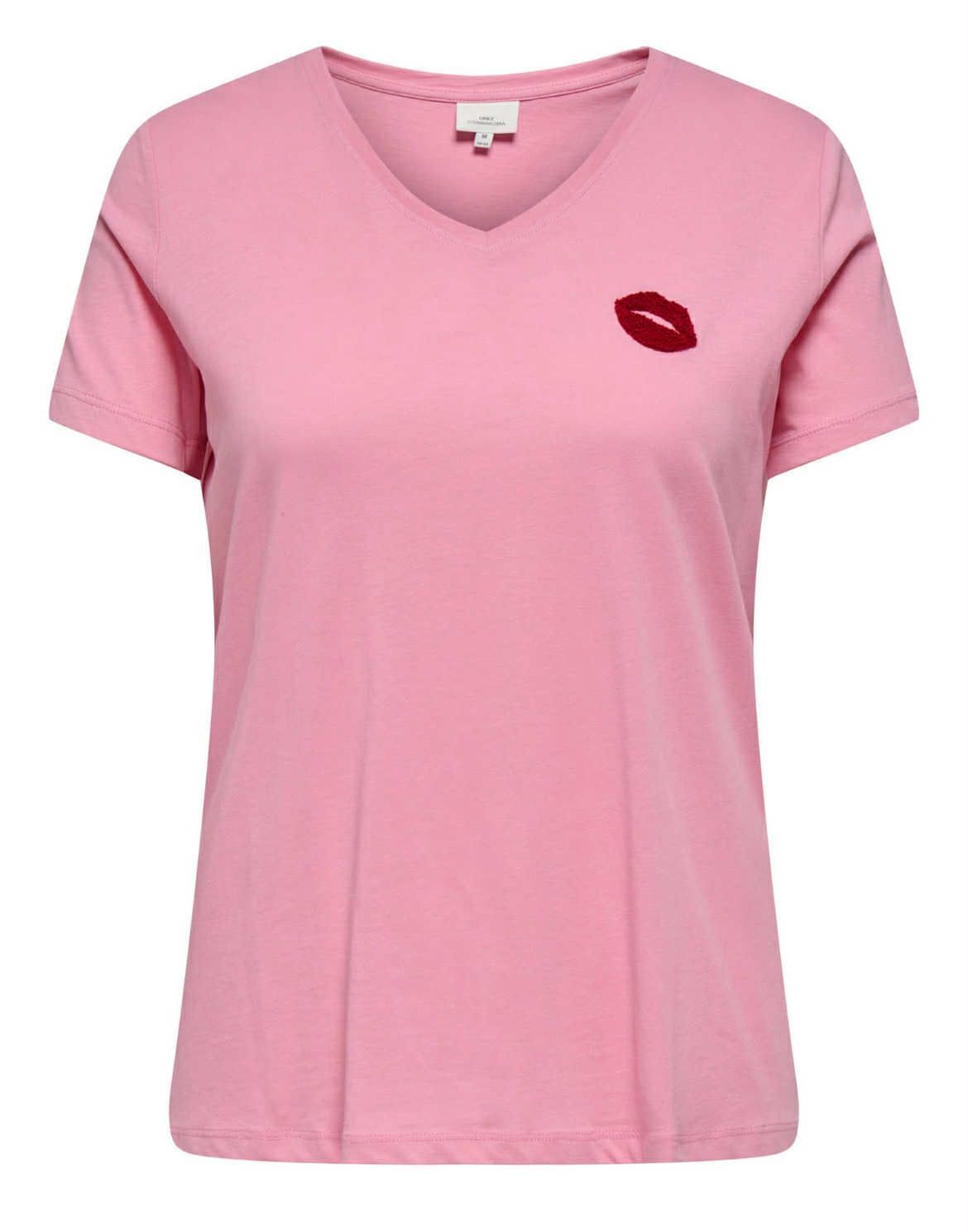 Only Carmakoma - Carbonnie - v-neck t-shirt - sea pink