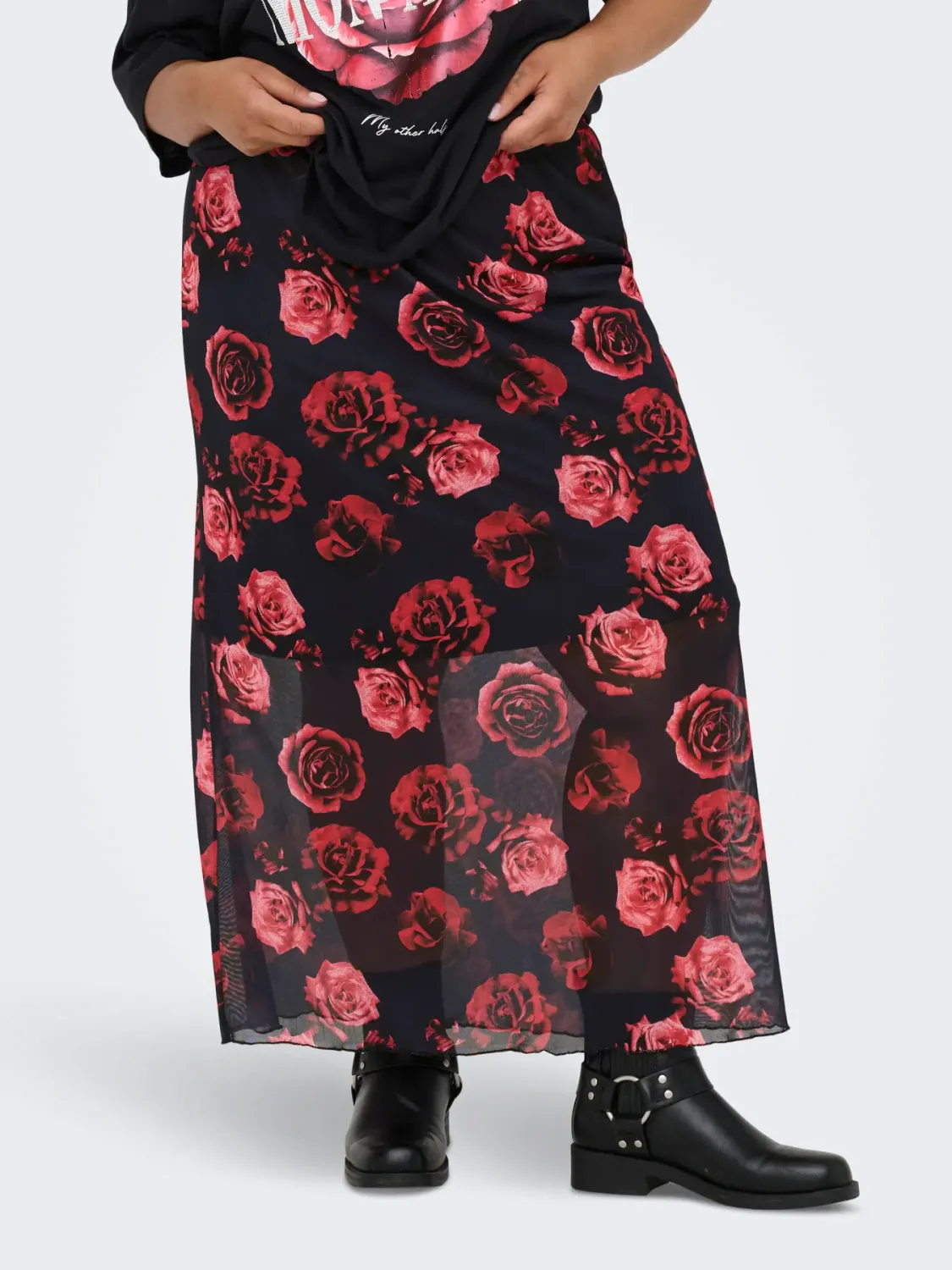 Only Carmakoma - Carrosetta - midi rok- black/rose