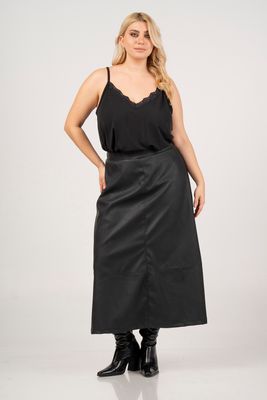 Curviss - rok leatherlook - zwart