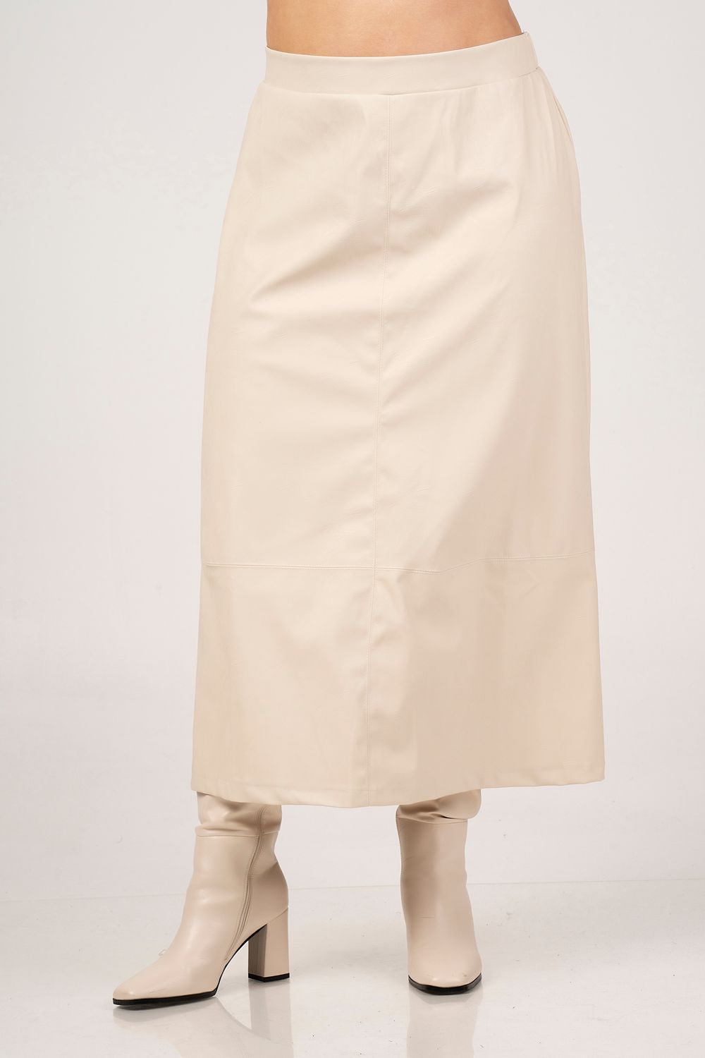 Curviss - rok leatherlook - beige