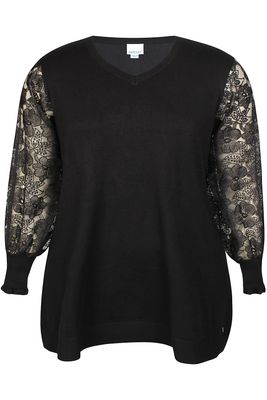 Zhenzi - Kogle - tuniek - zwart met kanten mouw