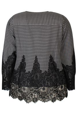 Zhenzi - Somi - bloes - zwart/wit geruit met kant