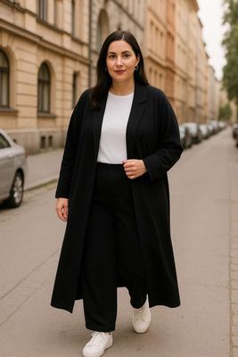 Curviss - lange vest - knit - zwart