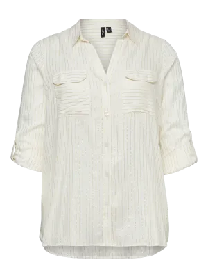 Vero Moda Curve - VMCBumpy - bloes - wit met glitterstreep