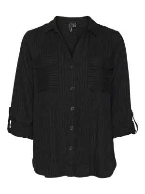 Vero Moda Curve - VMCBumpy - bloes - zwart met glitterstreep