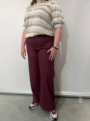 Curviss - broek leatherlook - bordeaux