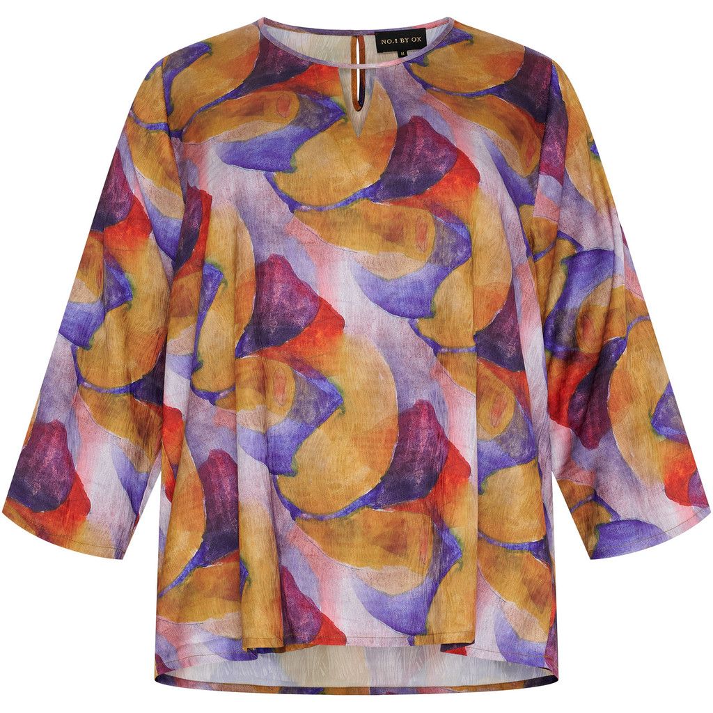 No. 1 by Ox - bloes - cobolt blue with pompeian red/apricot circles