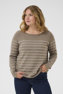 Kaffe Curve - KCLinia - pull boatneck - morel melange/silver
