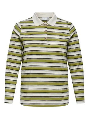 Only Carmakoma - CARGlobe - polo met strepen - clouddancer/peatmoss