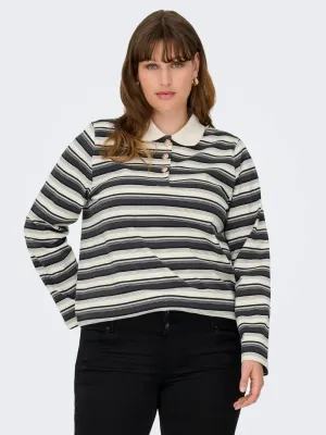 Only Carmakoma - CARGlobe - polo met strepen - clouddancer/black