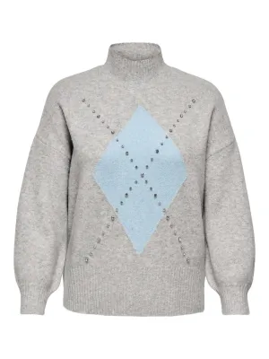 Only Carmakoma - CARWakefield  - gebreide trui met studs - grijs/blauw