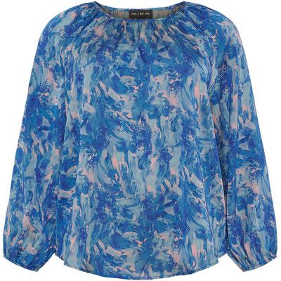 No. 1 by Ox - blouse - cobalt blue met rose marmer print