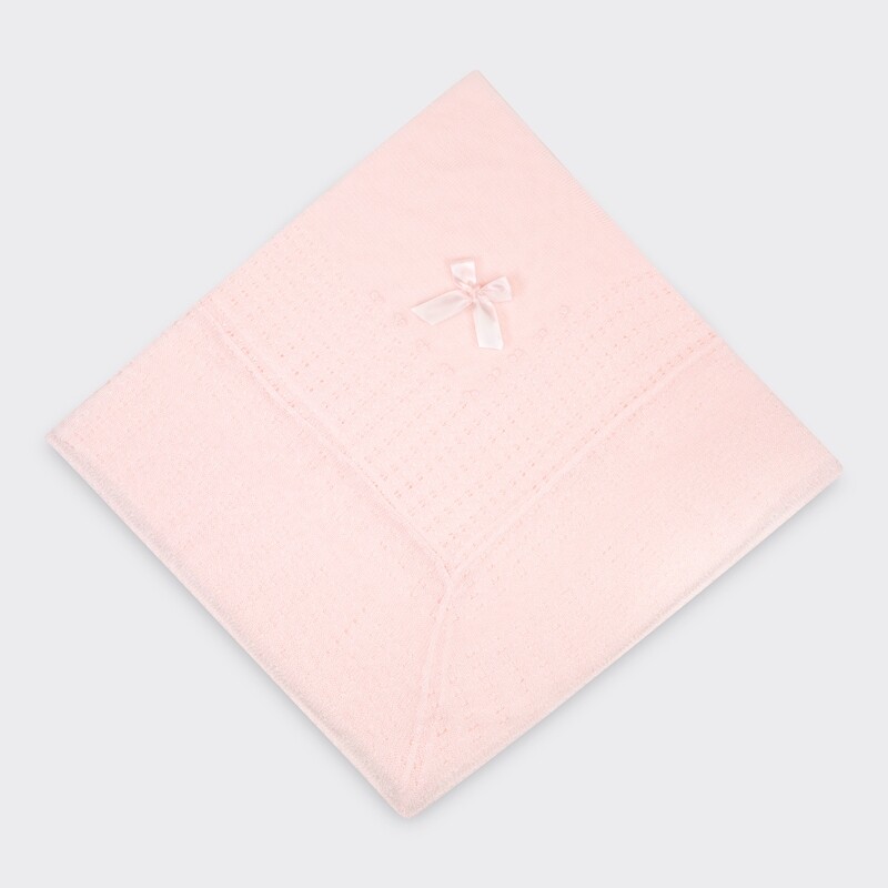 Pink Patterned Baby Shawl with Pink bow