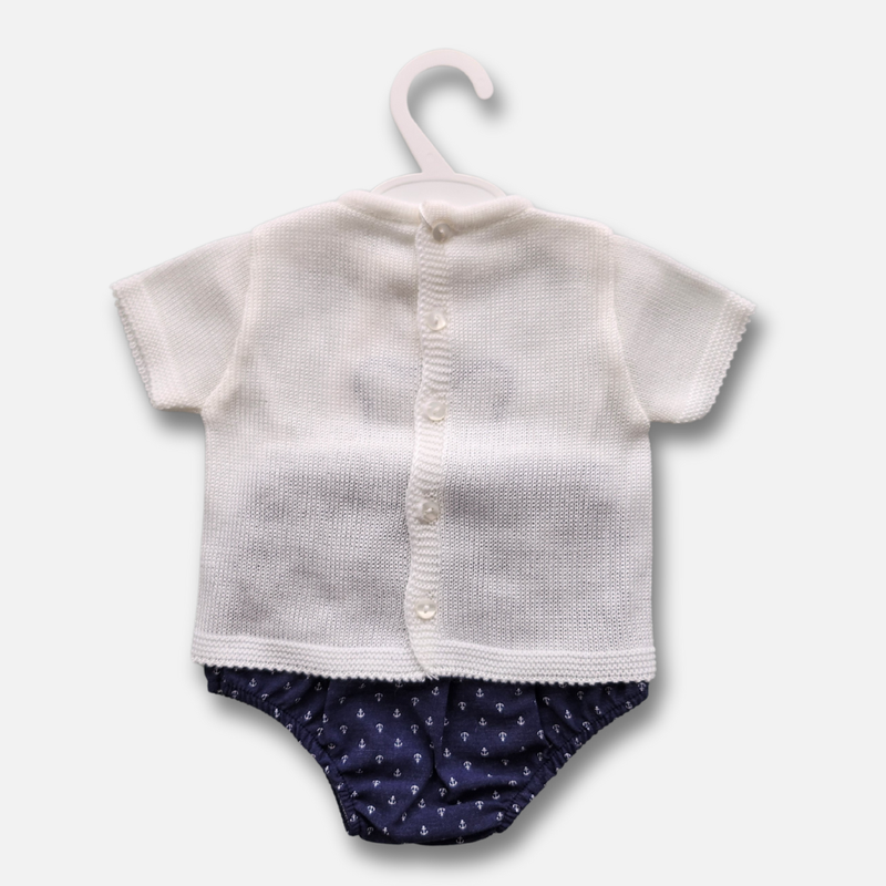 Navy Knitted Top and matching Sailor Bloomers set