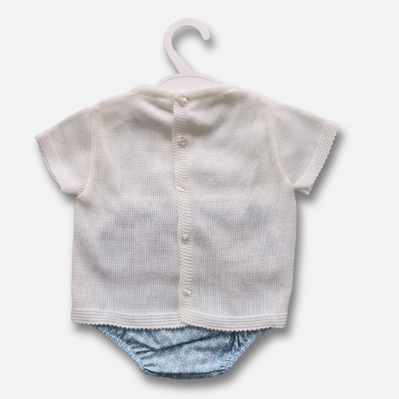 Sky Blue  Knitted Top and matching Stars Bloomers set