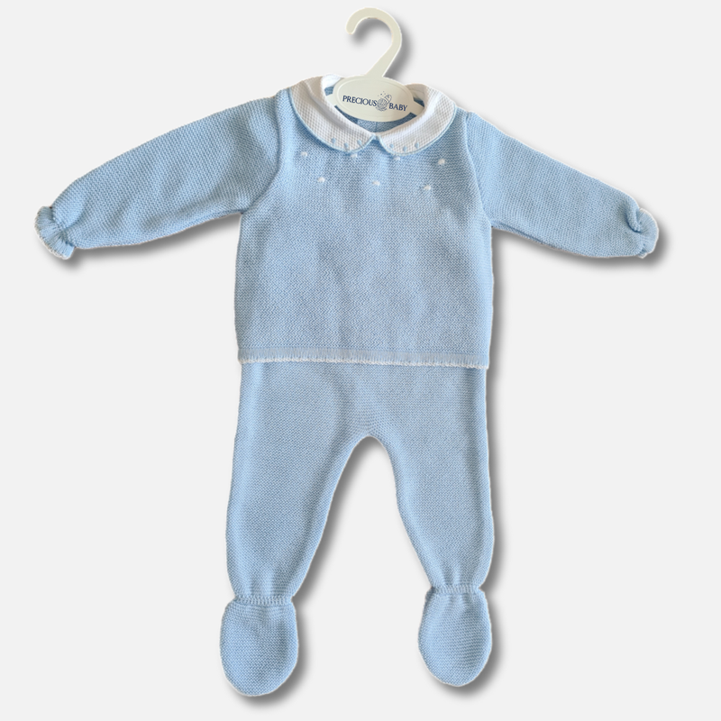 Baby Blue Raised Dots knit Set