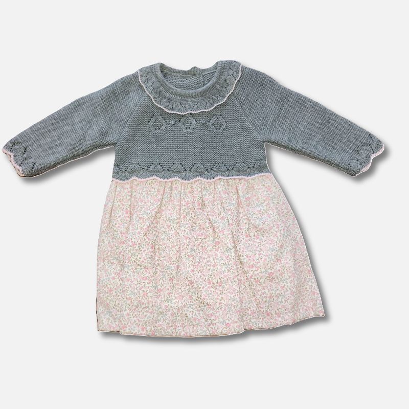 Grey Knit and Floral Dress