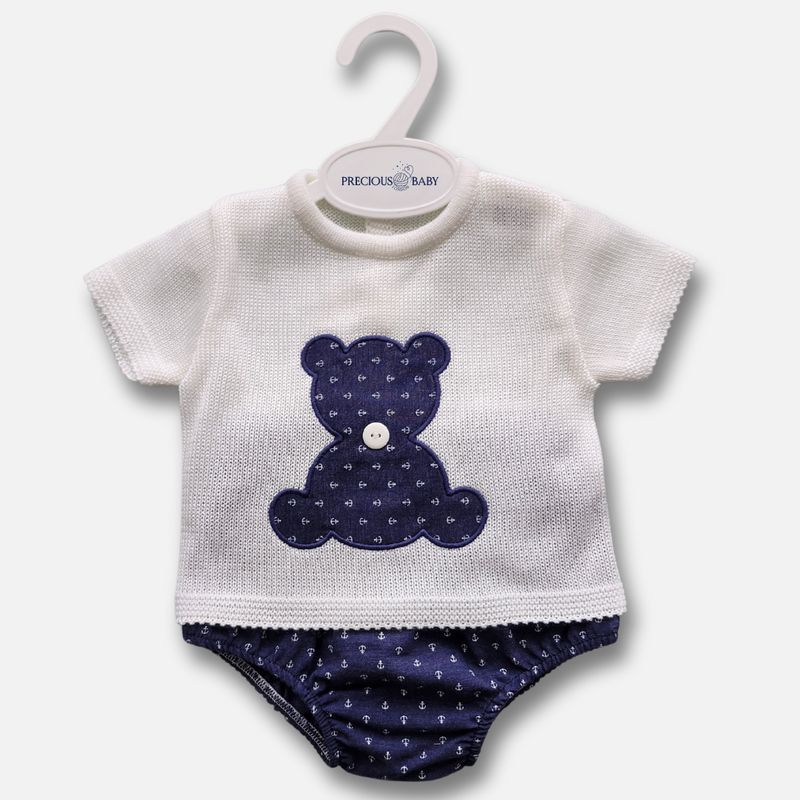 Navy Knitted Top and matching Sailor Bloomers set