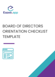 Board of directors orientation checklist template