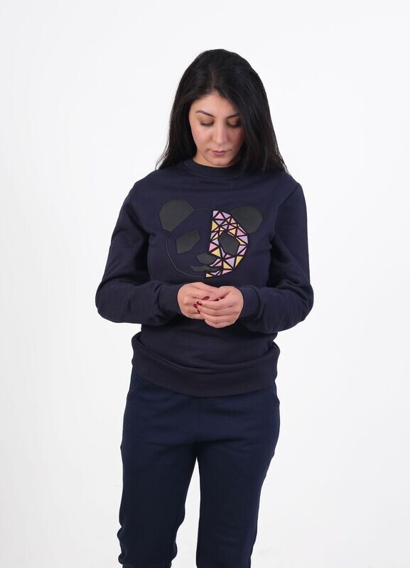Panda Baskılı Lacivert Sweatshirt