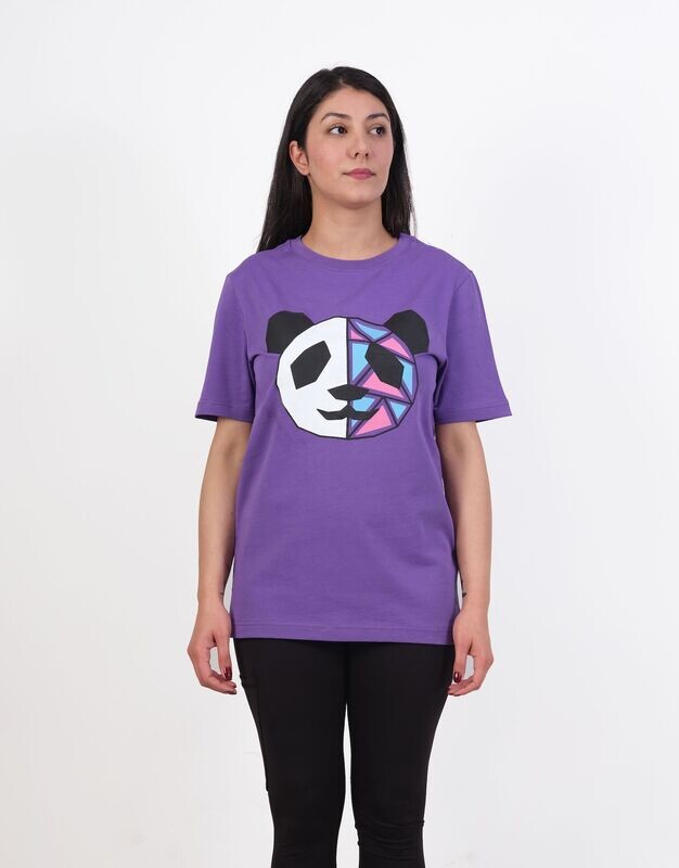 Panda Baskılı Mor Tshirt