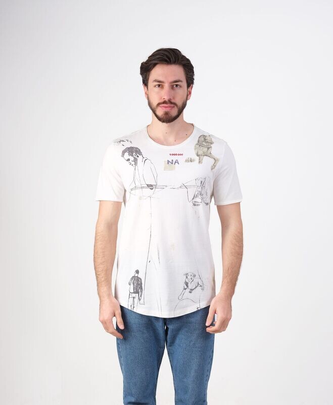 Krem Baskı Detaylı Tshirt