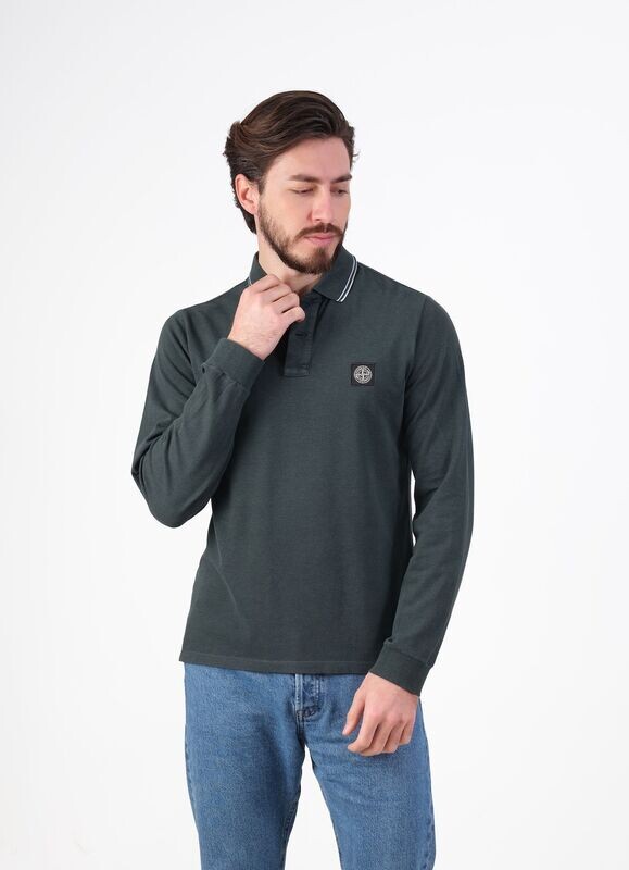 Yaka Detaylı Yeşil Sweatshirt