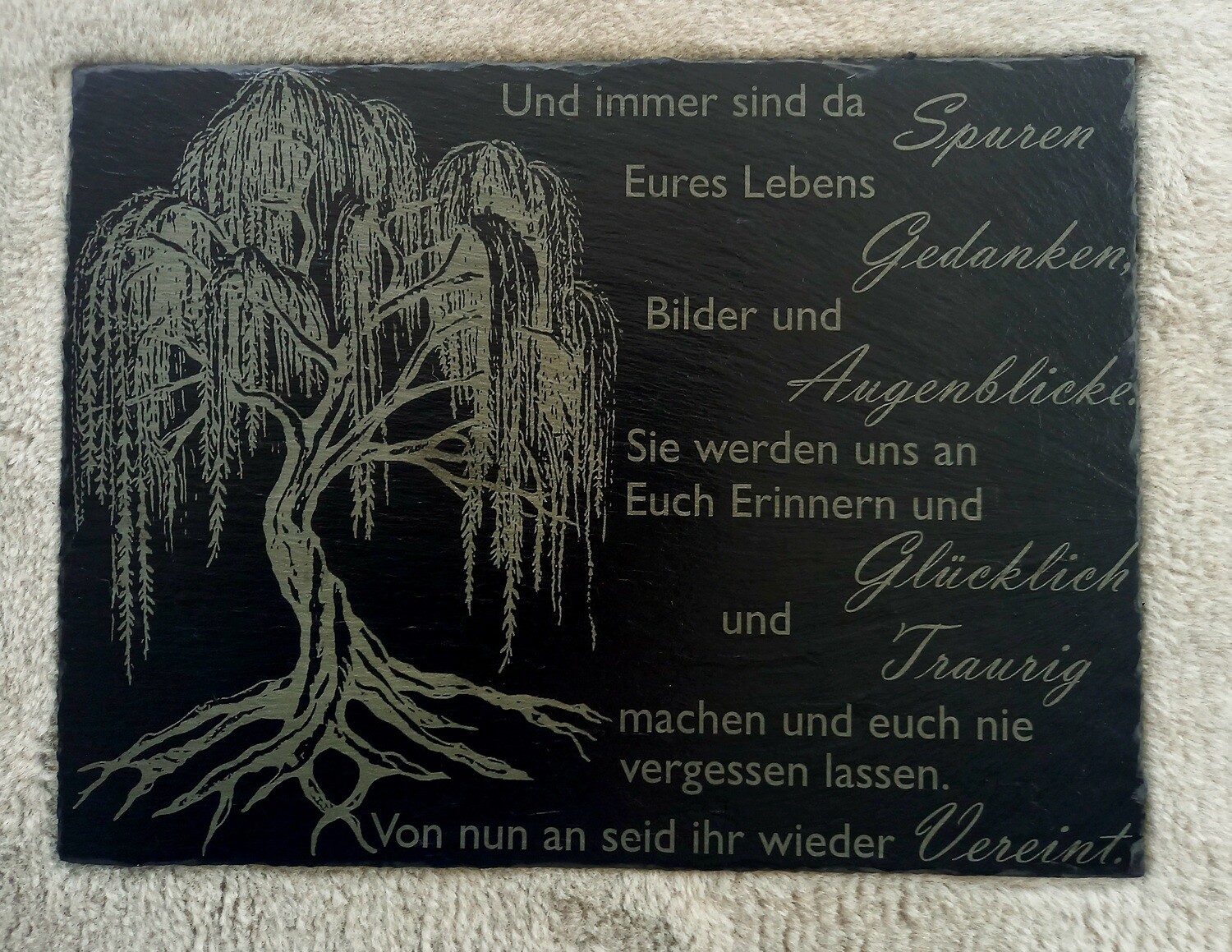 Trauertafel Weide