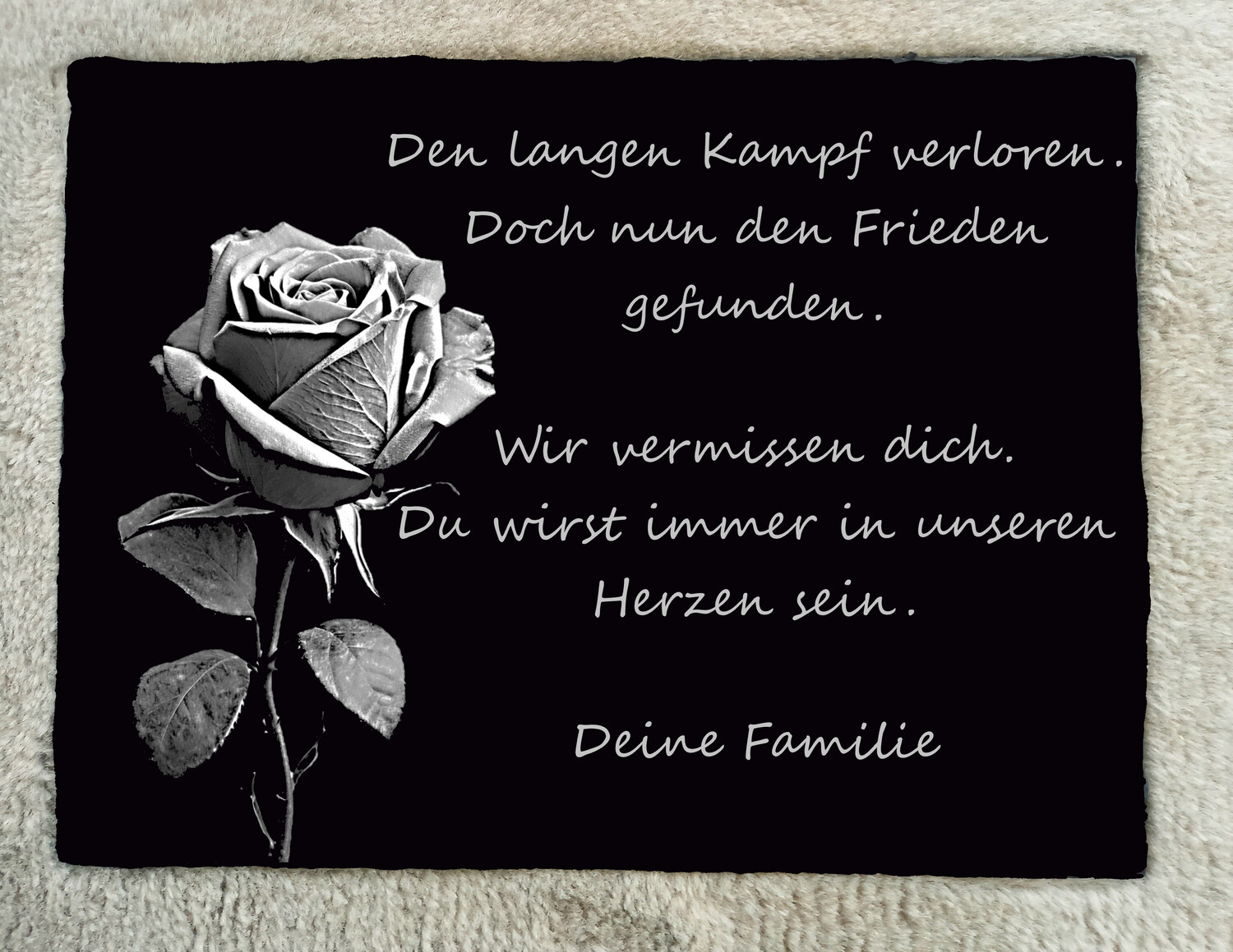 Trauertafel Rose