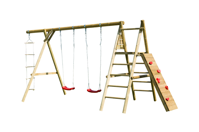 Aire de jeux  Brenda 510x195x230cm en bois marque Palmako Double balançoire