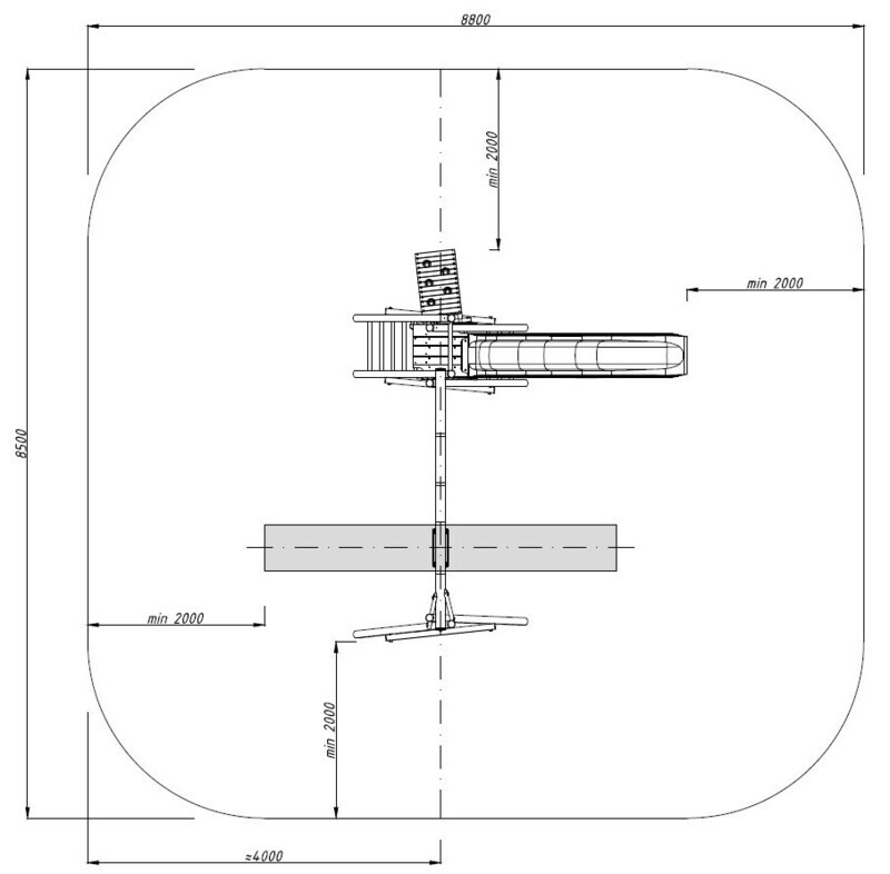 Aire de jeux BOSSE 445x200x230 cm avec Double balançoire et plateforme de grimpe en bois traité autoclave marron