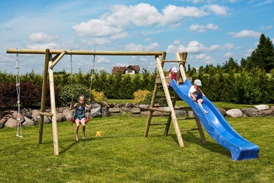 Aire de jeux HENRY 440 x 200 x 230 cm en bois traité autoclave vert