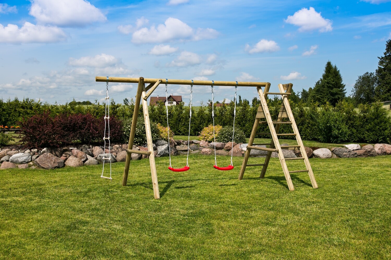 Aire de jeux Henry en bois 440 x 200 x 230 cm traité autoclave vert