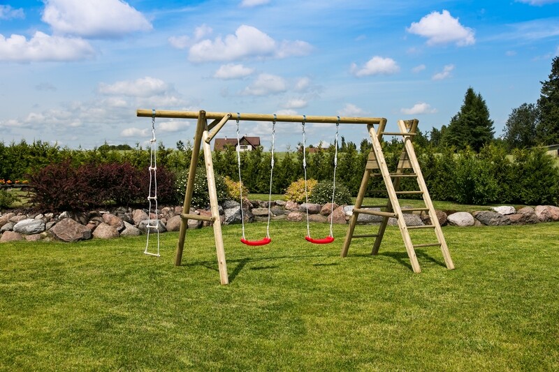 Aire de jeux Henry en bois 440 x 200 x 230 cm traité autoclave vert