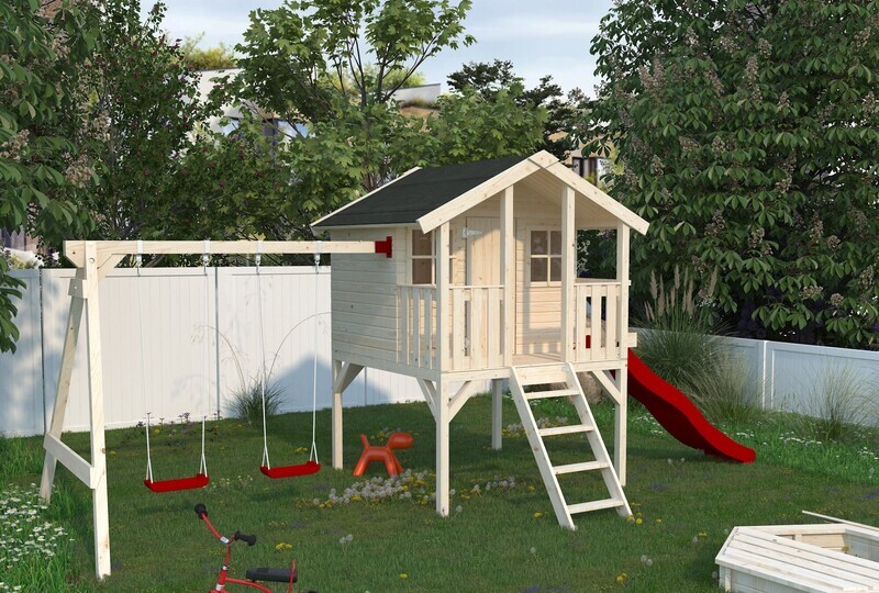 Cabane enfant en bois Toby Set Naturel